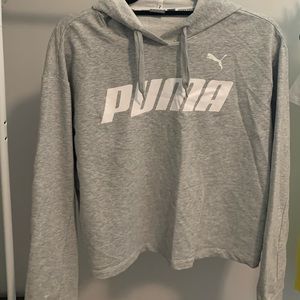 Puma Gray Cropped Hoodie